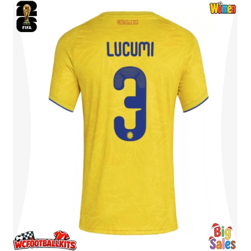Colombia Jhon Lucumi #3 Replica Home Stadium Shirt for Women World Cup 2026 Short Sleeve
